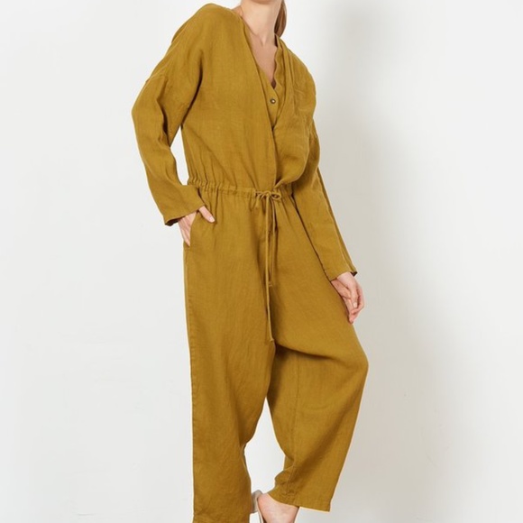 Black Crane Pants - Black Crane Double  V Jumpsuit